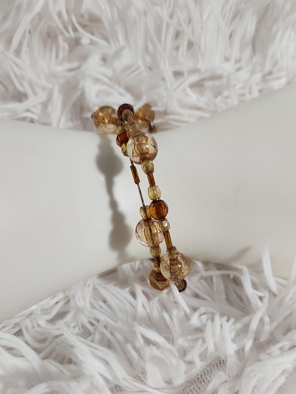 Delicate Amber Glass Bead Bracelet - Women Jewelry